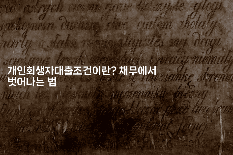 개인회생자대출조건이란? 채무에서 벗어나는 법-비건키친